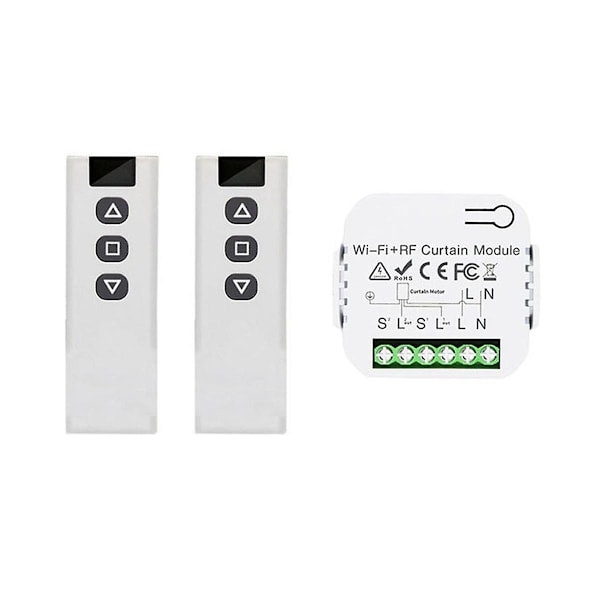 Tuya Smart Life Wifi 433mhz Blind Curtain Switch Med Rf Fjernbetjening Til Elektrisk Rullegardin Kontrol [db] White
