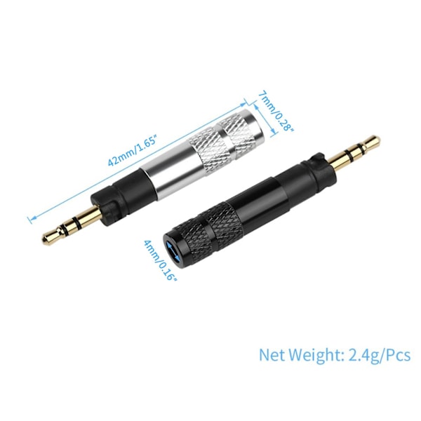 2 stk 2,5 mm 3-polet stereo lydkontakt hodetelefonpluggadapter for Momentum hodesett{ DB} Silver