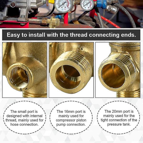 2 st koppar kompressor backventil 10mm 16mm 20mm rostskyddad kompressor backventil slitstark kompressor backventil för anslutning av rörkopplingar DB