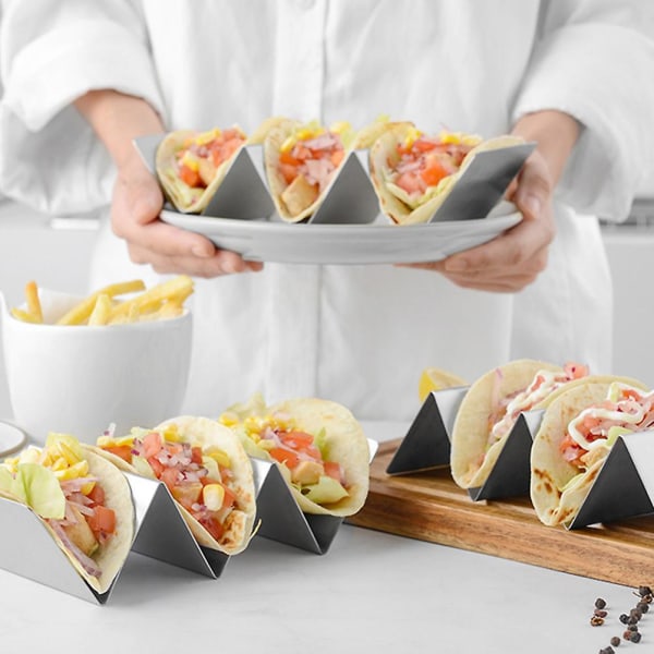 3 stk. galvanisert brett taco serveringsstativ ovnsikkert tacoholder galvanisert tacoholder metall tacoholder tortilla rullholder