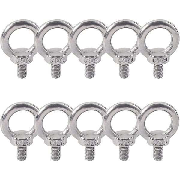 Eye Bolt 304 Stainless Steel Male Thread 10pcs-SIZE: M5