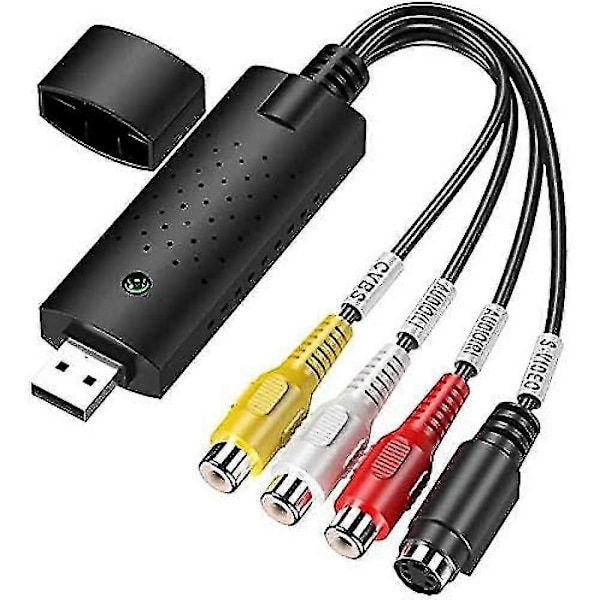 Vhs Till Digital Konverter Videoinspelningskort Konverteringsadapter, Vhs Till Digital Usb-Grabber Stöd Ntsc Pal Secam Usb 2.0 Videoadapter YOY [DB]