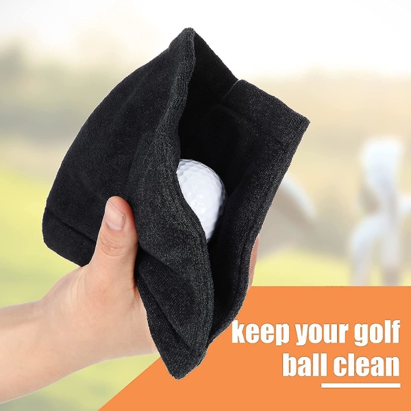 3 stykker golfballhåndkle 5,5 X 5,5 tommer svart golf vått og tørt golfhåndklelomme golfhåndkle med klips ballhåndkle golfballhåndkle til golfbanen