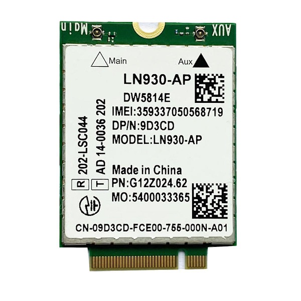 Dw5814e för Telit Ln930-ap Wifi-kort Wwan Fdd-lte Ngff 4g-modul för bärbara datorer 5285 5480 5580 7480