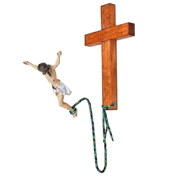 Vægophængt Jesus Kors Kristent Interiør Dekoration Bungee Jumping Jesus Hængende Kors_bd