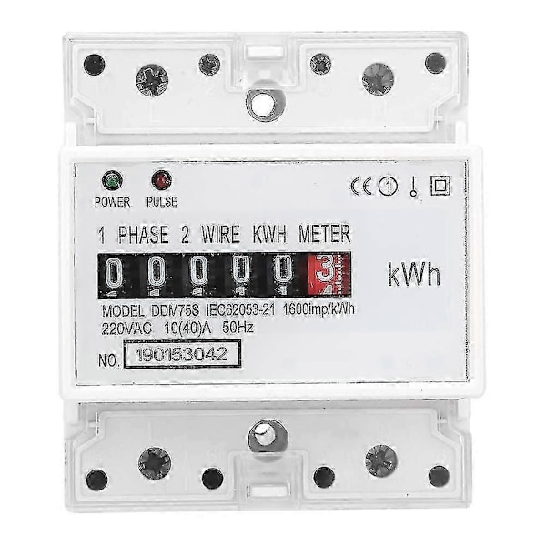Elmätare, Kwh-mätare, Enfas 4p Led Din-skena Elmätare Effektförbrukning Wattmätare Energimätare, 10-40a [DB]