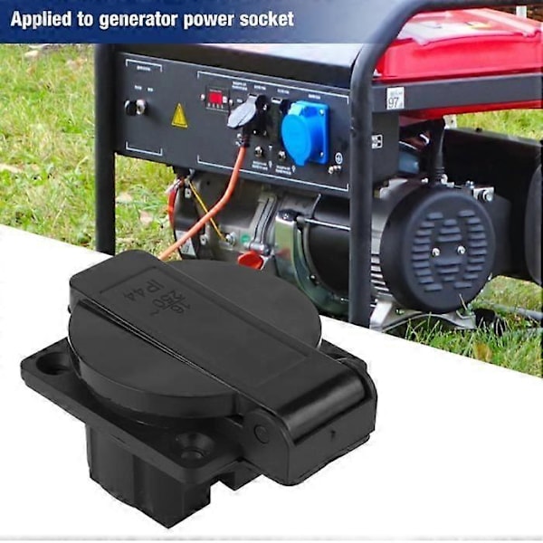 Kraftig Industriell Vanntett Sort Tysk Stil Stikkontakt for Generator 250V 16A [DB]