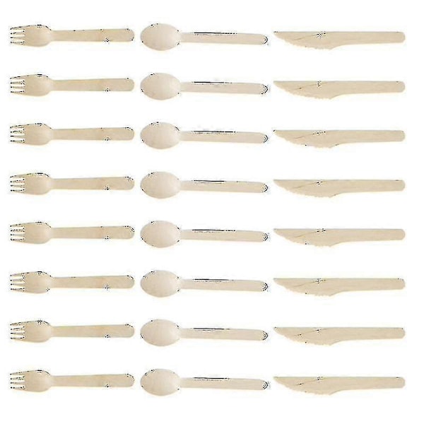 16,5x2x0,8cm Khaki Party Tillbehör Kit 24st Trä Engångs Bestick Set Party Praktisk Träsked db