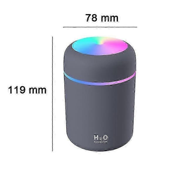 Farverig cool mini-luftfugter med 300 ml vandtank grå[DB]