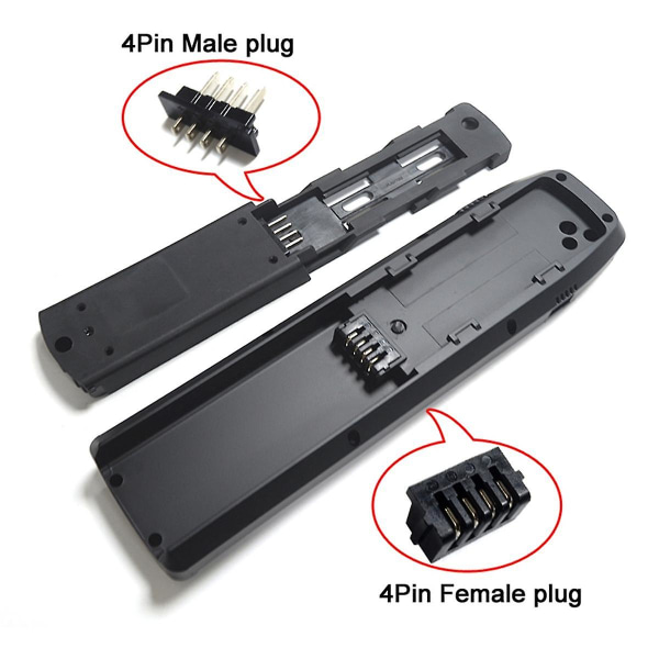 1 par ebike batteri strømafladningsstik 4-pin han- og hunstik Batteribase/plade Rep.