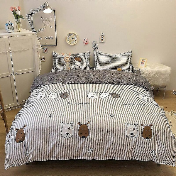 3/4-delars Set Kawaii Snoopy Cartoon Bomulls Quiltöverdrag Lakans Kuddfodral Anime Bekväm Mjuk Hushållsbäddvara Presenter [DB] 4piece set150x200cm daimenggou