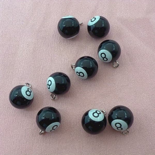 Biljardbollsnyckelring nr 8, 10-pack 10pcs(Black)
