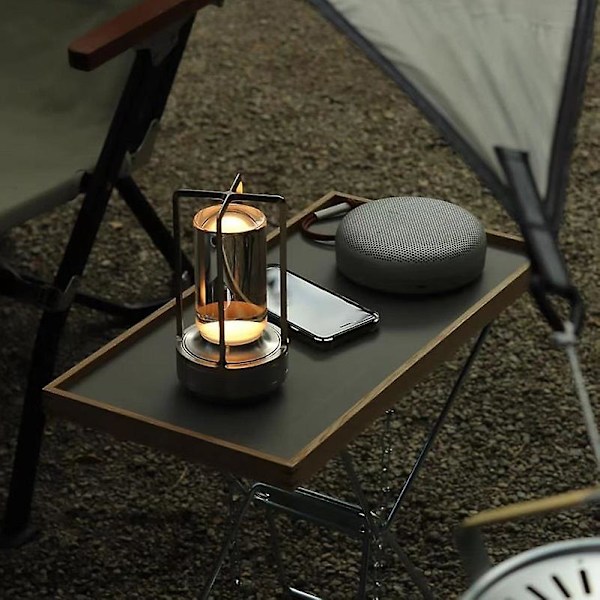 Krystal Lanterne Lampe, Krystal Bordlampe Genopladelig, Krystal Touch Lampe, Bærbar LED Skrivebordslampe, Ledningsfri Bordlampe db Black