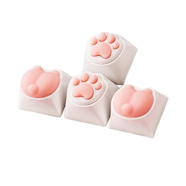 Søte tasthetter, kattepote og rumper 4 pakker Novelty tasthetter sett, PBT og mykt gummi Materialer Tilpassede 3D silikon tasthetter med MX brytere, C{ DB}