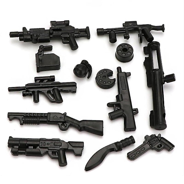 Diy våben dele soldat Playmobil model bygning blok mursten barn legetøj db Black F