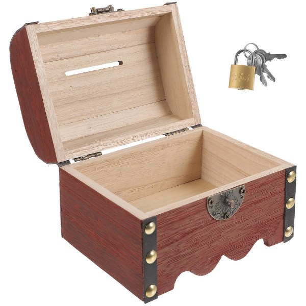 Puinen säästöpossu, jossa on lukko Wood Treasure Bank Treasure Jar Treasure Container