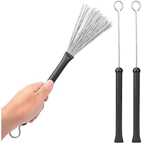 Retractable Drum Brushes With Rubber Handles For Jazz Drumming
