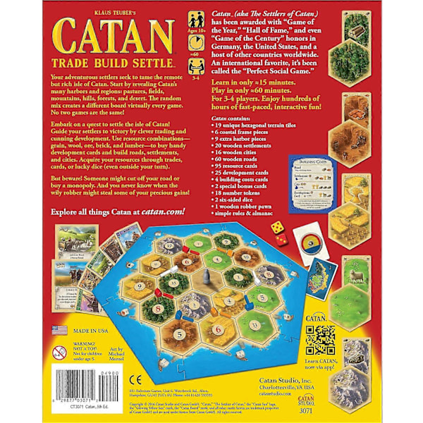 Catan Brädspel (Basspel) | Familjespel | Brädspel för Vuxna och Familj | Äventyrsspel | Ålder 10+ [db]