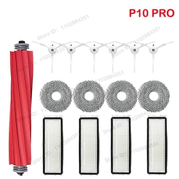 Sopii Roborock Qrevo Pro/ P10 Pro / Qrevo MaxV/ Qrevo S Robotti-imurin lisätarvikkeet Moppi Hepa-suodatin Pääsivu Sivuharjan osat [db] 15PCS SET W