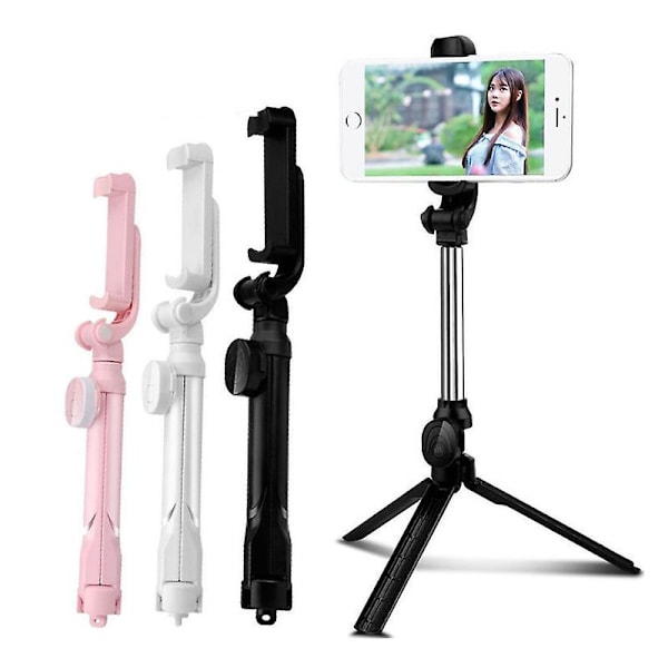 Teleskopisk Bluetooth Selfie Stick Stativ Monopod Mobiltelefonholder For Iphone Samsung {db} Pink