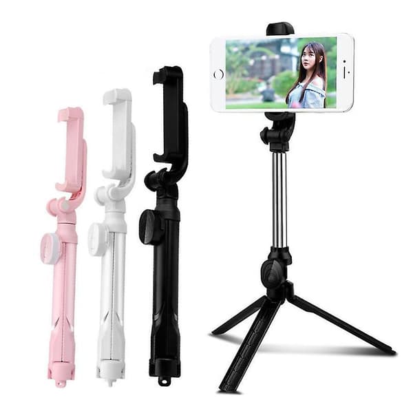 Teleskopisk Bluetooth Selfie Stick Tripod Monopod Mobiltelefonholder Til Iphone Samsung {db} White