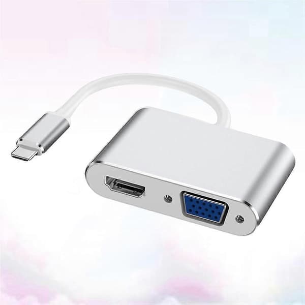 Hopeinen USB3.1 Type-C VGA-sovitin liitäntöjen vaihtoon 2 in 1 [DB]