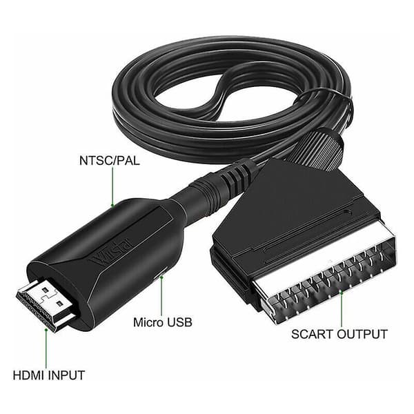 Scart til HDMI Konverter Video o Adapter for HDTV/DVD/dekoder/PS3/PAL/NTSC [DB]