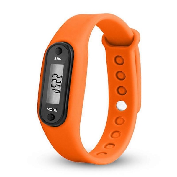 Fitness Tracker LCD Digital Skridttæller Gang Skridt Kalorie Tæller Armbåndsur [DB] Orange
