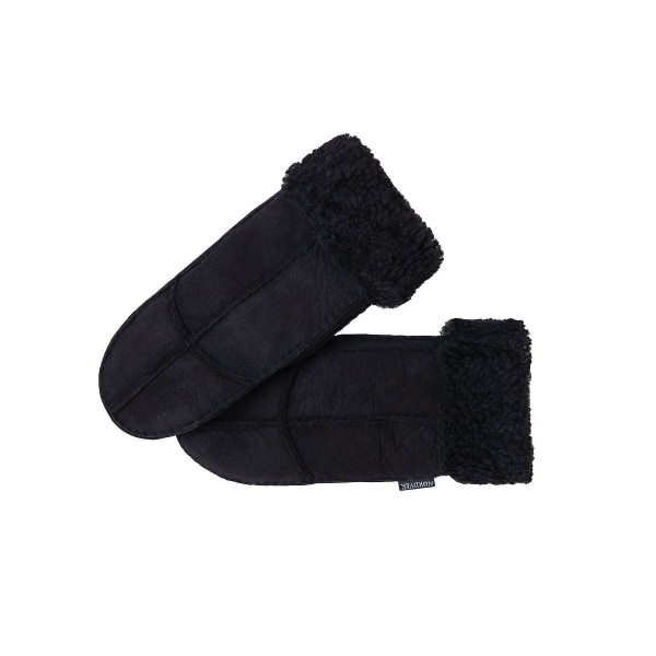 Nordvek 100% ekte damevotter i saueskinn med oppbrettbar mansjett # 308-100 [DB] Black