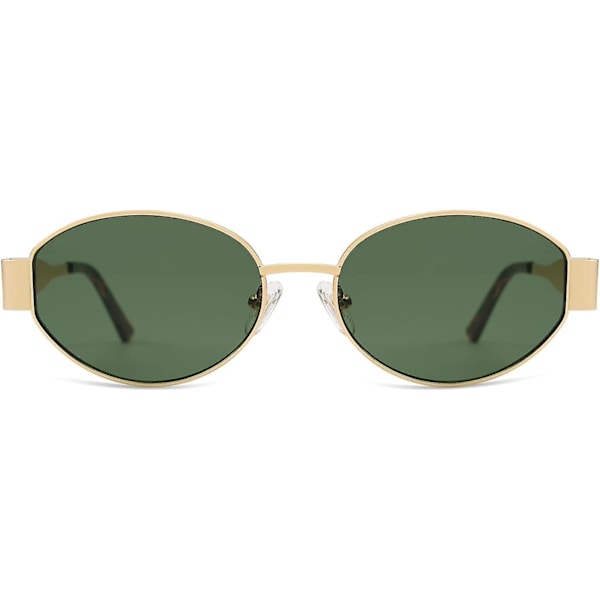 SOJOS Retro Oval Aurinkolasit yhteensopivat Naiset Miehet Trendikkäät Aurinkolasit Classic Shades UV400 Suoja SJ1217_SSDLV DB Shiny Gold-Green