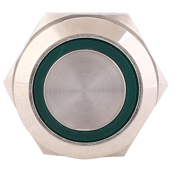 2 kpl 19 mm vihreä LED-itselukkoituva metallipainonappi, 12-24VDC, 1NO, 4-napainen