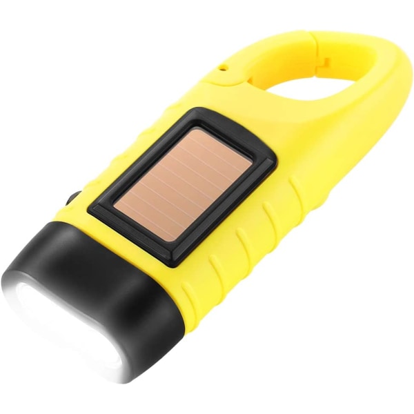 En gul utomhussolar handvev ficklampa fält multifunktion handlampa nödhandsvev lampa solar laddningsbar belysningslampa