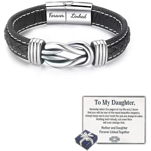 Mor Og Datter For Evigt Forbundet Sammen Flettet Læderarmbånd Kvinder Inspirerende Armbånd Kvinders Rustfrit Flettet Læder [DB] Daughter A