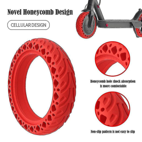 För Xiaomi Elektrisk Scooter Massivt Däck 8,5quot; Honeycomb Däck M365 Pro 1s Pro2 Fram Bak Ersättning Färg Däck 8,5 Tum db Red