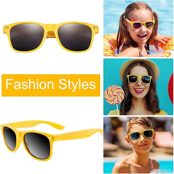 12 Pak Solbriller Neon Farver Solbriller Fest Favorer Goody Bag Fyld Bulk til Fødselsdagsfest Strand Pool Party, 12 Farver{ DB} Yellow