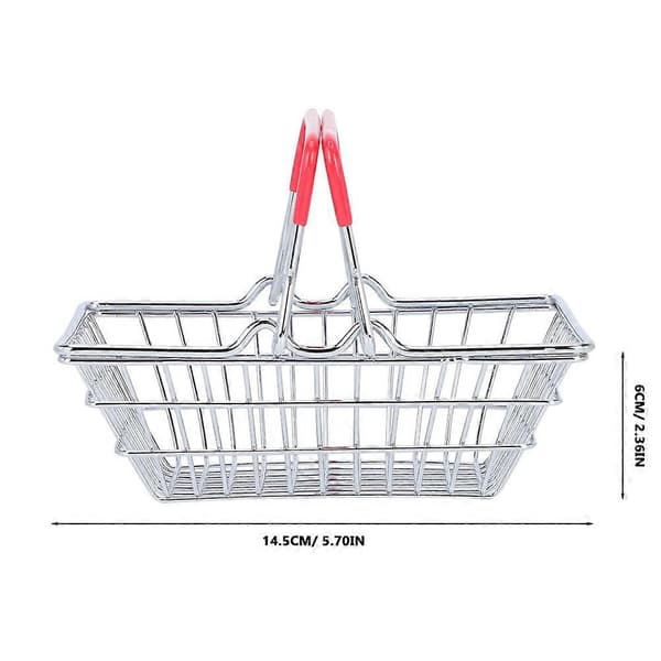Mini Indkøbskurv Legetøjsopbevaring til Hjemmebrug Rektangulær Rustfrit Stål 1-pakke[DB]