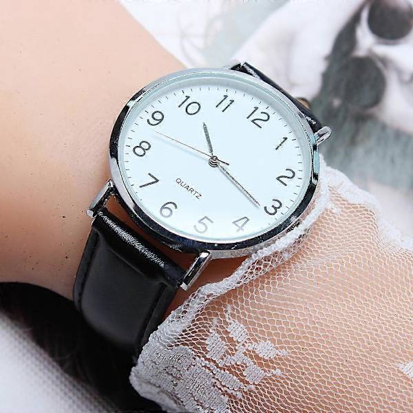 Unisex Business Fashion Nahkainen Kvartsi Rannekello [DB] Silver