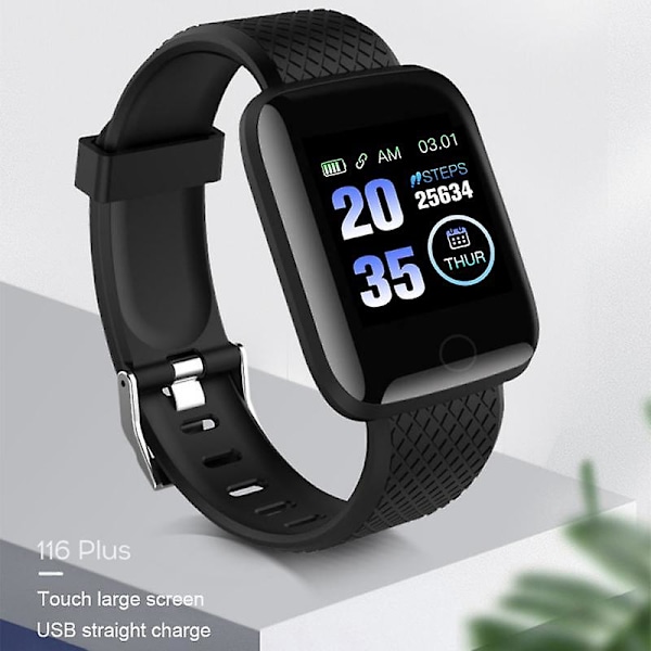 116 Plus Smart Watch - Farveskærm, Pulsmåler, Blodtryksmåler, Bluetooth-overvågning, IP67 Vandtæt{DB} blue