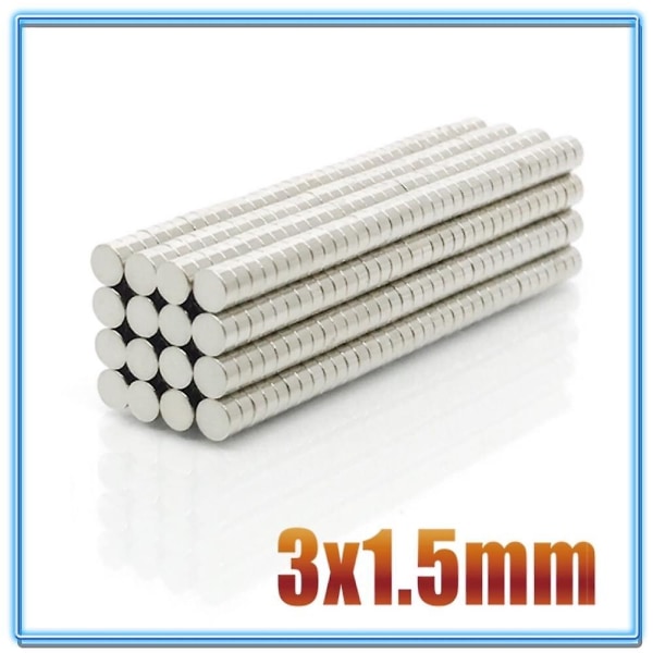 100 stk. Mini Små N35 Runde Magneter 3x1 3x1.5 3x2 3x4 3x5 3x10 Mm Neodym Magnet Permanent Ndfeb Super Stærke Kraftige Magneter db 3x1.5(100pcs)