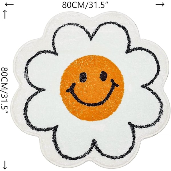 Heyone Smiley Face Teppe Solsikke Teppe Søt Badematte Bad Dekorasjon Absorberende Badekar Matte Supermyk Og Fluffy Matte 31.5in [DB]