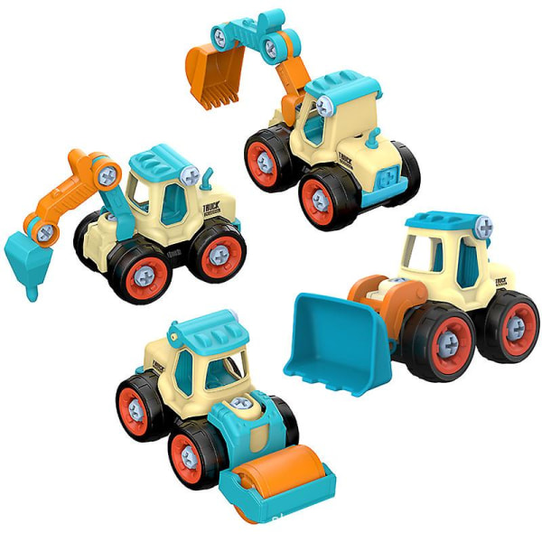 Plocka isär Byggfordon Mini Engineering Leksak Set med 4-pack, gör-det-själv-byggnad pedagogiska leksaker Db
