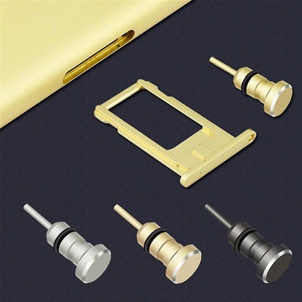 Øretelefon 3,5 mm Aux Jack-kontakt Anti-støvplugg Kortfjerning Pin Kompatibel Iphone Golden