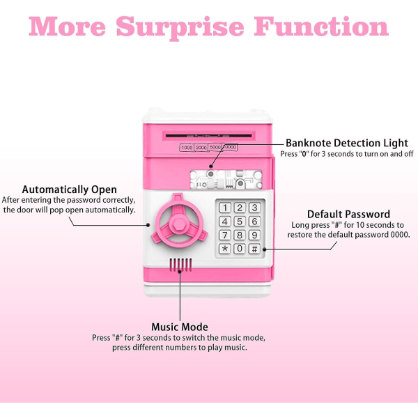 Børnesparegris, pengeautomat sparegris, elektronisk sparegris med adgangskodebeskyttelse, automatisk papirpenge-scroll-sparegris, Atm Saving Bank, Tolles