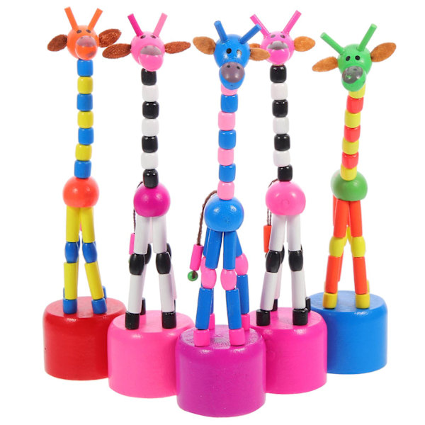 5 st Babys Toys Jul Fingerdockor Trä Giraff Dockor Push Toy Puppet Toys Db 18cm