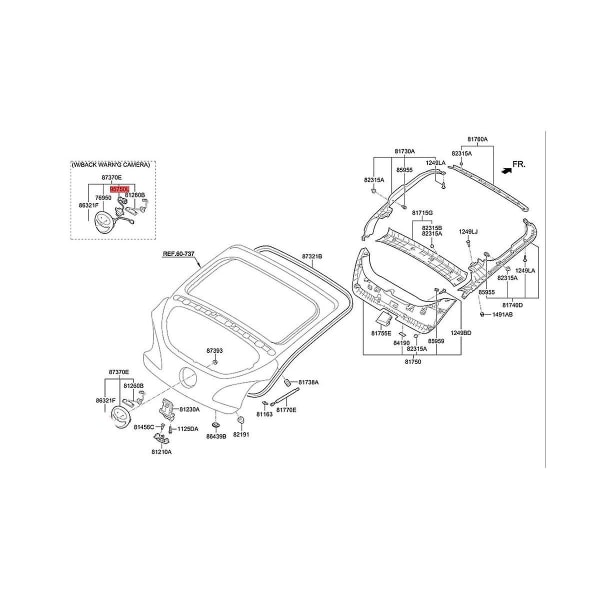 95760-2V100 95760-2V002 Bil Ryggekamera for 2012-2017 Revers Parkeringshjelp Kamera 95760-2V00 [DB]