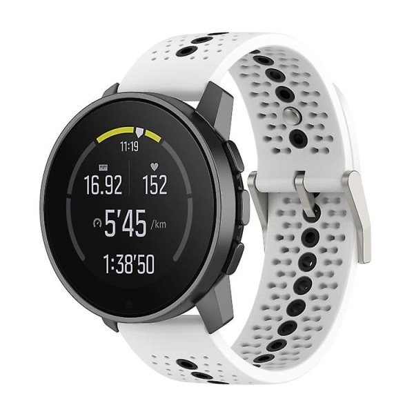 Til Suunto 9 Peak Universal Farverig Hul Silikon Urrem DB White Black