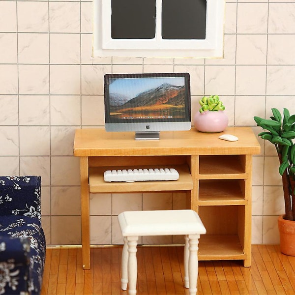 Miniatyr möbler leksak dockhus diy dekoration tillbehör mini 1:12 datorskrivbord set Db