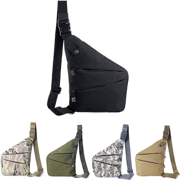Midjeväska för män, dold bärryggsäck, crossbody-väska, mjukt pistolhölster, svart (vänster) [DB]