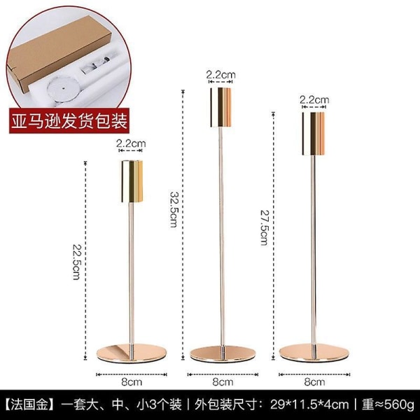 3st Ljusstakar Avsmalnande Ljusstake Metall Ljusstake För Bröllopsmiddag