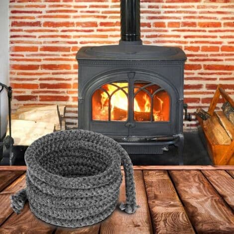Flätad packning för eldstadsinsatser och kaminer, 10 mm x 2,5 m. Glasfiberpackning med 4 remsor, eldfast packning, packning för eldstadsinsatser